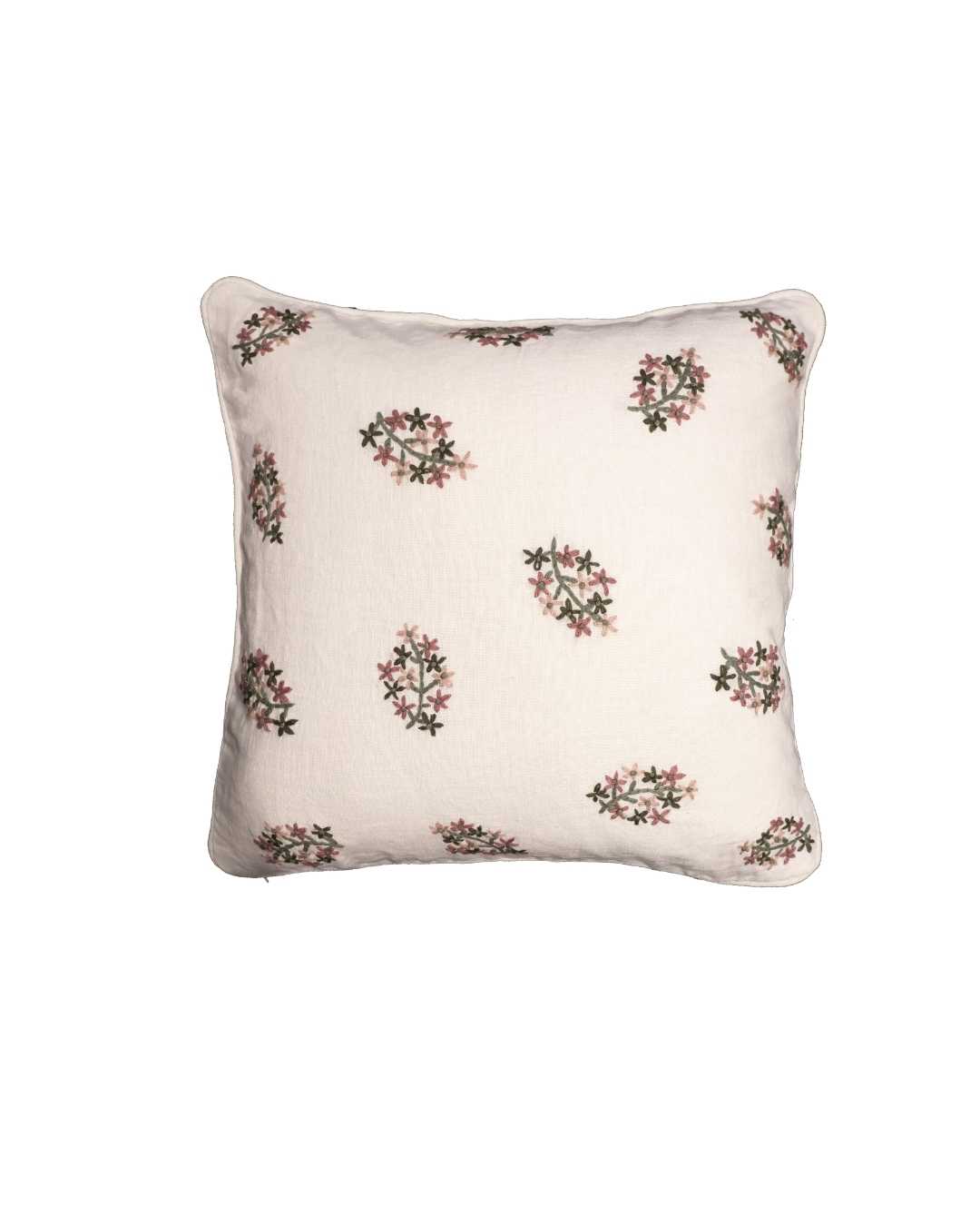Flora Embroidered Cushion - Rose