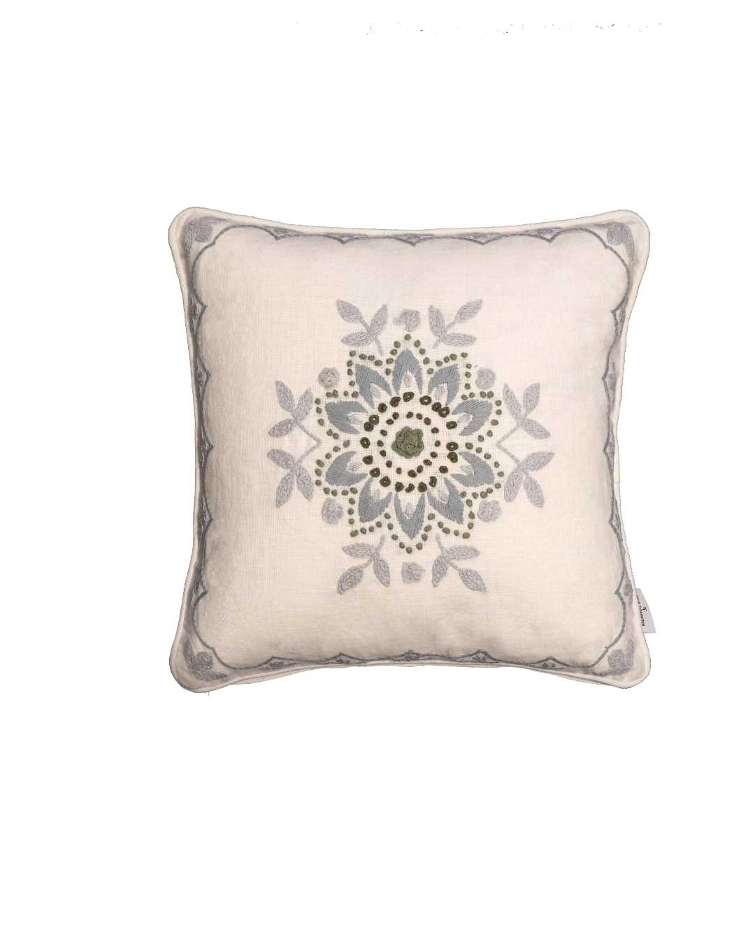 Sunflower Embroidered Cushion - Pearl