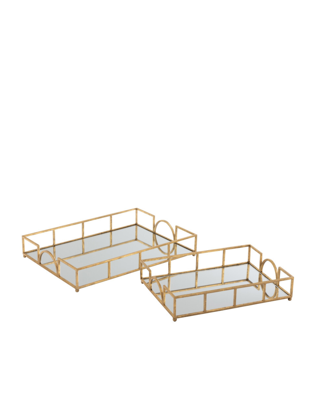 Mirror Gold Tray - Rectangle Set of 2
