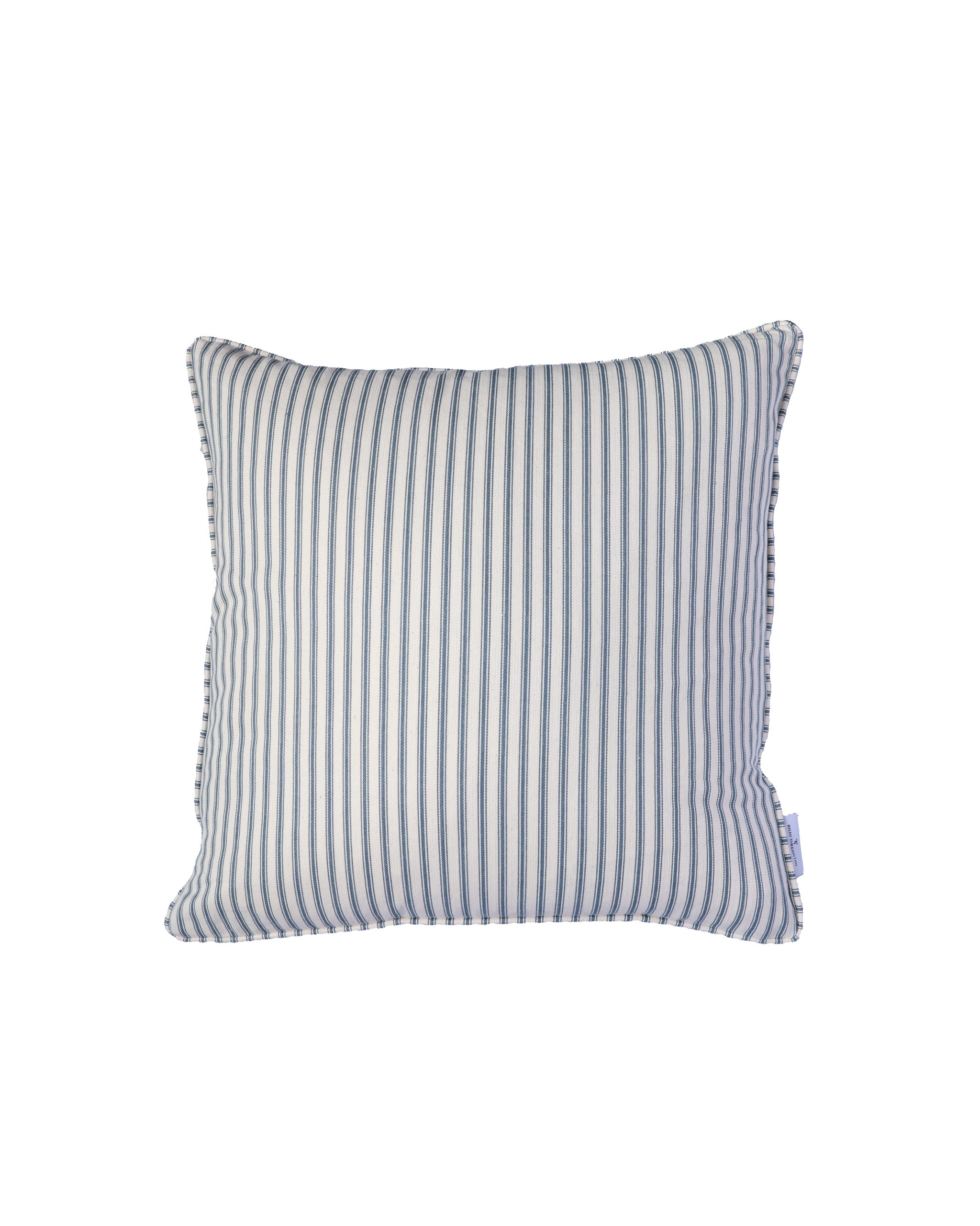 Ticking Stripe Cushion - Blue