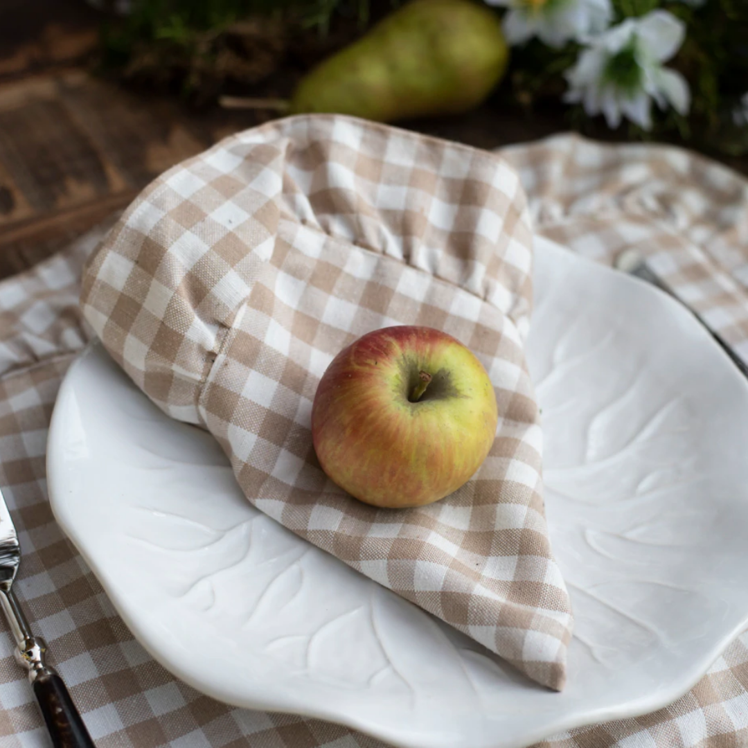 Napkin Gingham with Frill - Natural - Set of 4