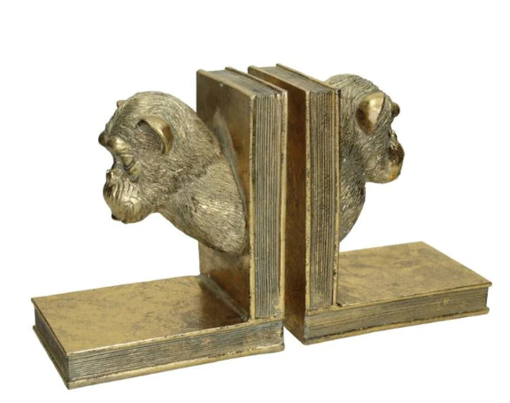 Bookend Monkey   Gold