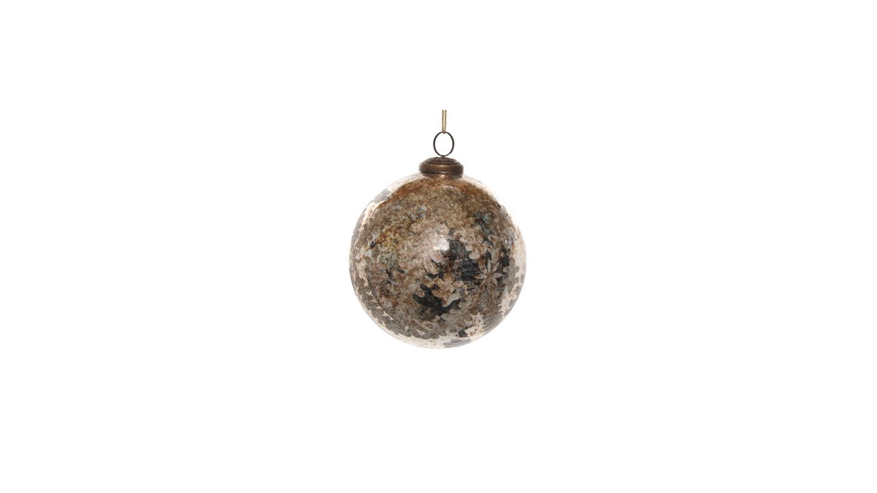 Glass Ball Antique Gold Fern