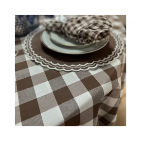 Tablecloth Gingham - (170 x 350cm) - Brown