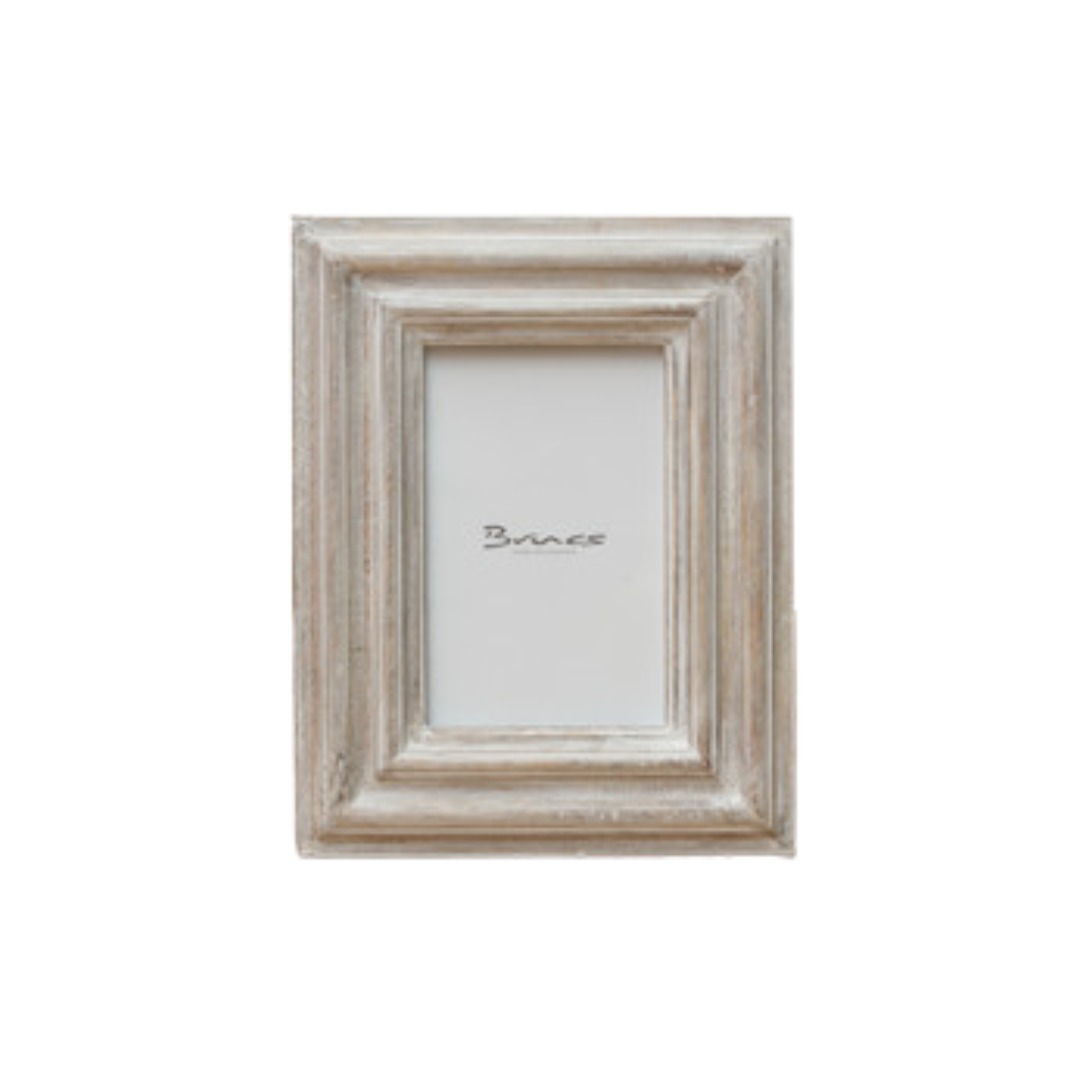 Wooden Photo Frame Distressed  White 13x18cm