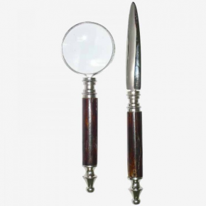Magnifying Glass & Letter Opener - Brown