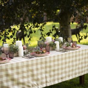 Tablecloth Gingham - (170 x 350cm) - Natural