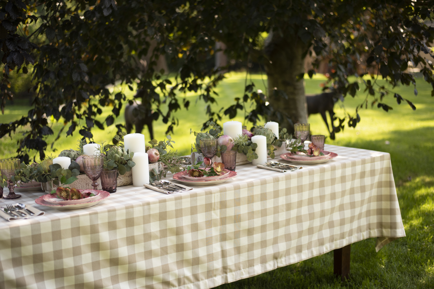 Tablecloth Gingham (170 x 350cm) - Natural