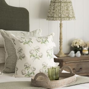 Darcy Cushion - Green With White Backing