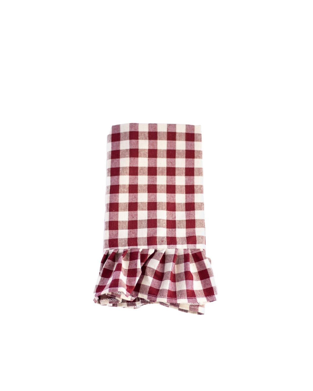Napkin Gingham with Frill - Bordeaux (Set of 4)