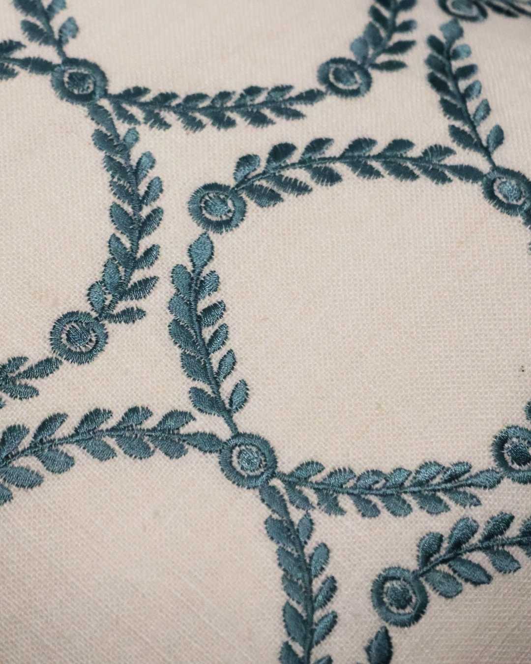 Laurel Trellis Embroidered Lumbar - Azure