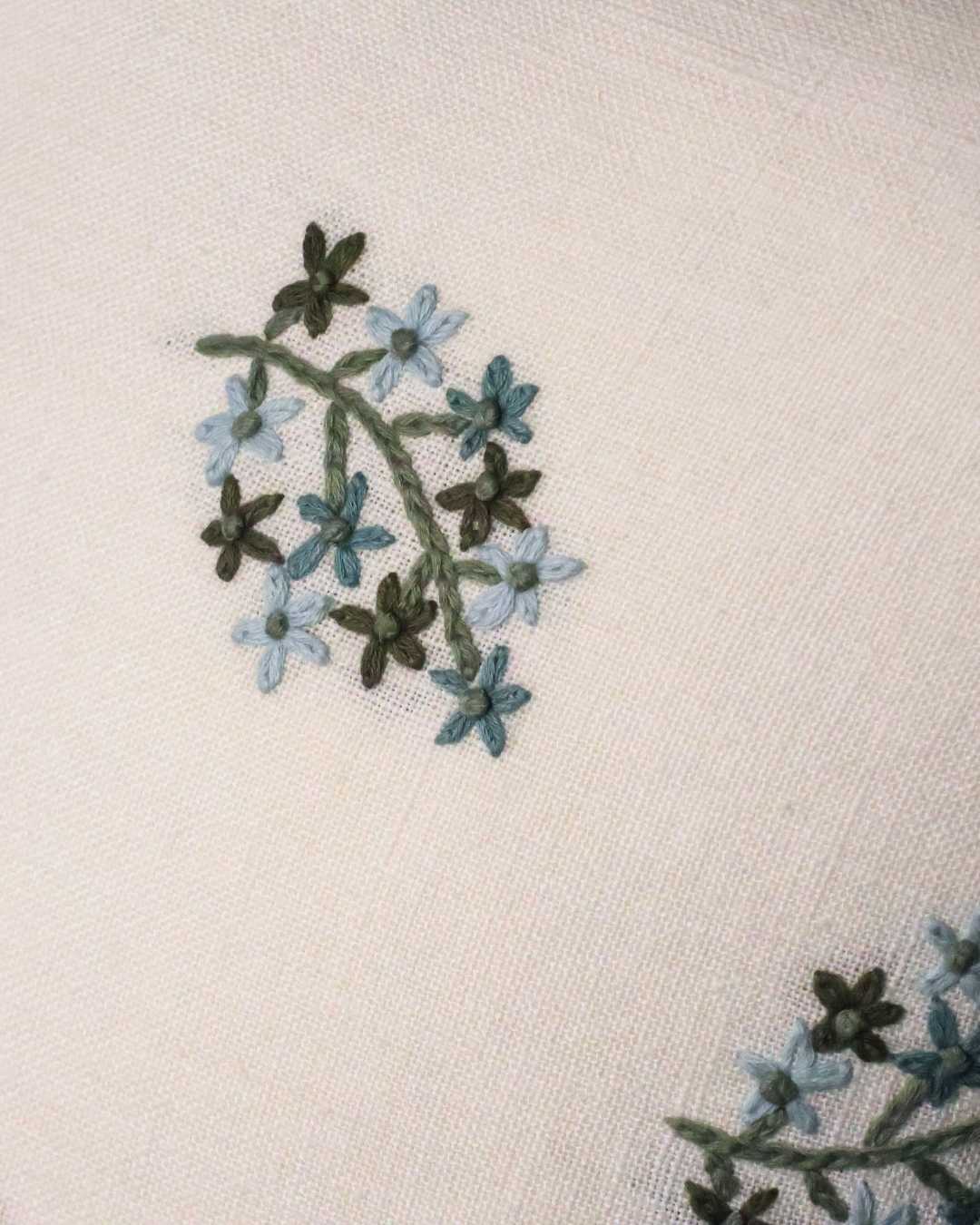 Flora Embroidered Lumbar - Azure