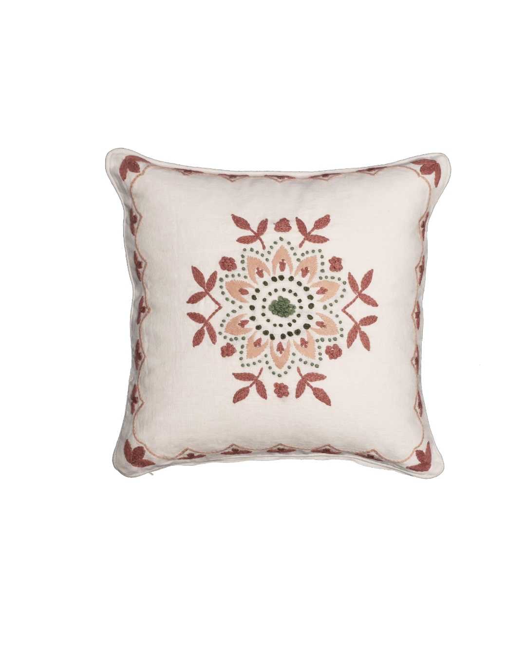 Sunflower Embroidered Cushion - Rose