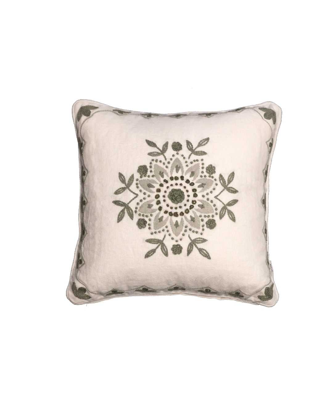 Sunflower Embroidered Cushion - Natural