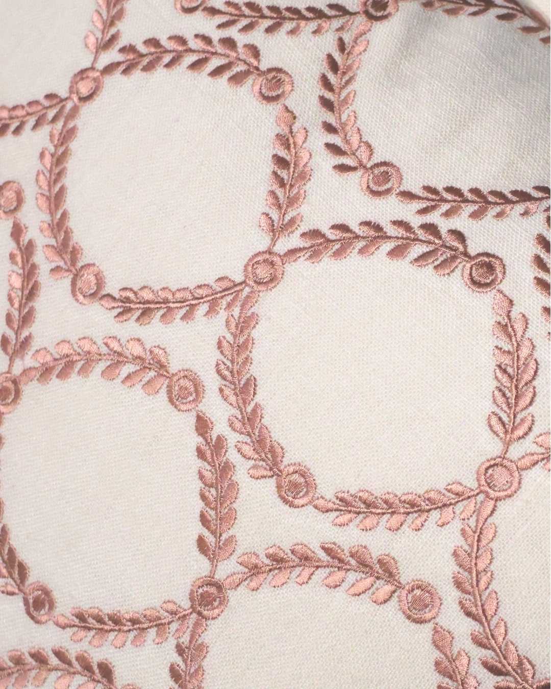 Laurel Trellis Embroidered Cushion - Rose