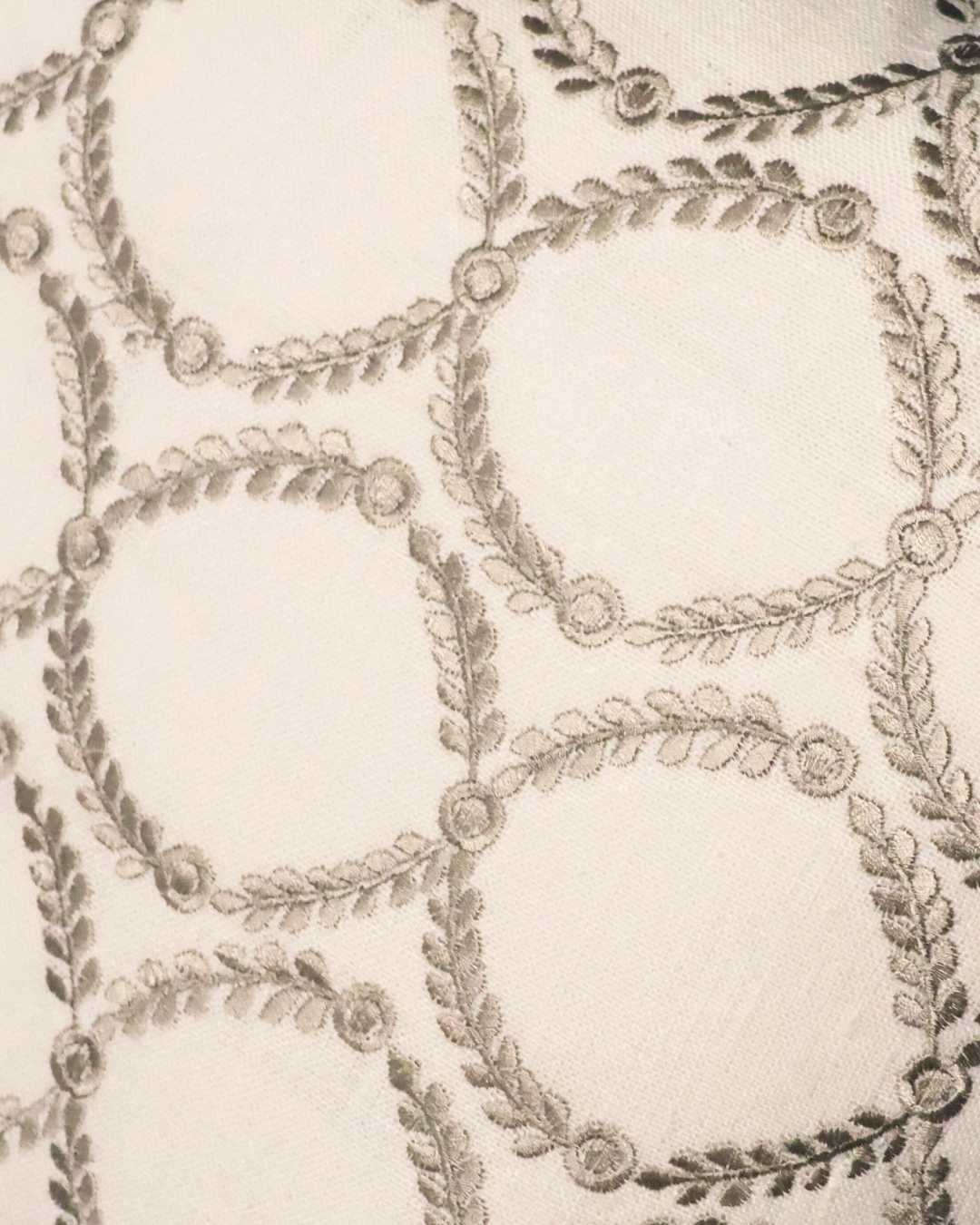 Laurel Trellis Embroidered Cushion - Natural
