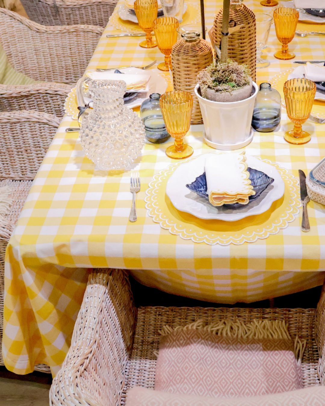 Tablecloth Gingham (170 x 256cm) - Yellow