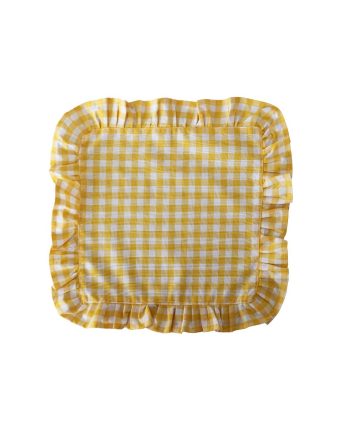 Napkin Gingham with Frill - Yellow - Set of 4