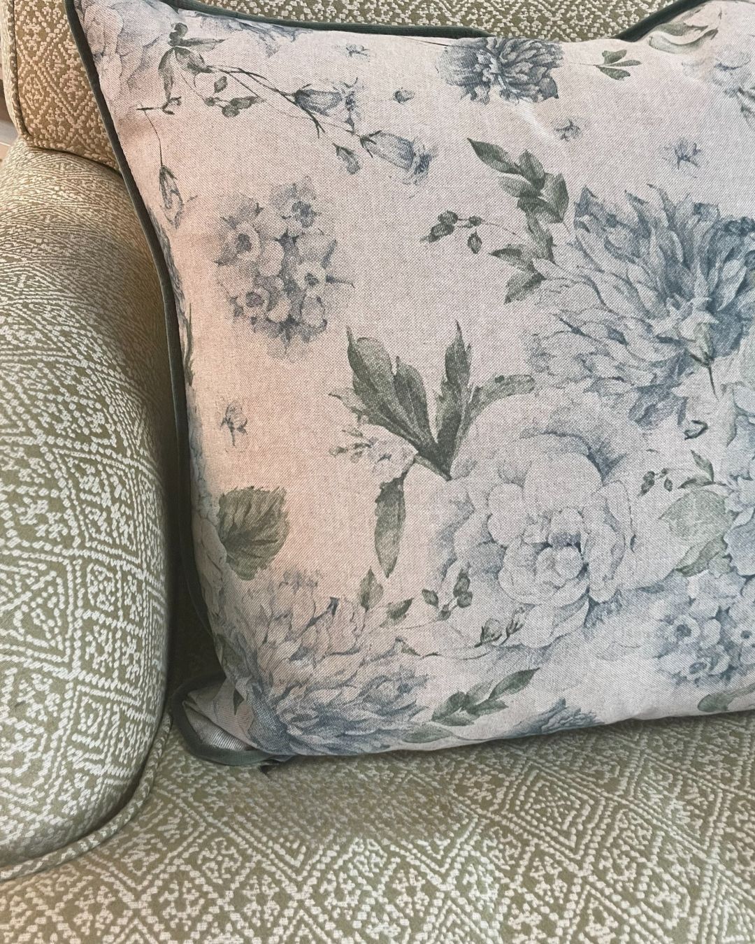 Serena blue & green floral cushion