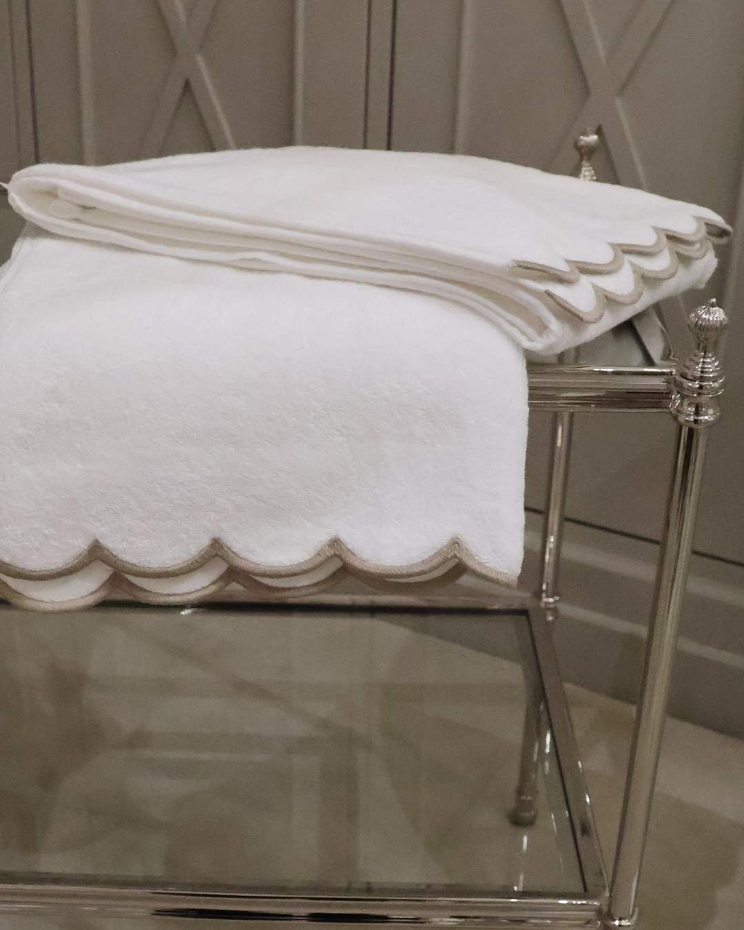 Hand Towel Scalloped - Natural