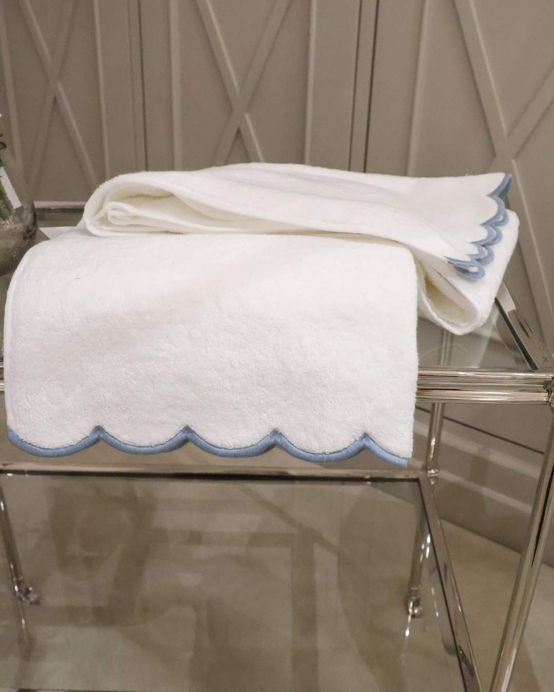 Hand Towel Scalloped - Blue