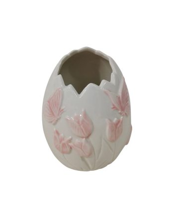 Cracked Egg - White/Pink 12cm