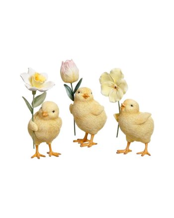 Chicks with Flowers set x3