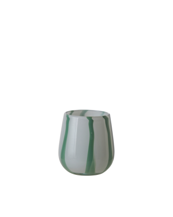 Green Stripe Tealight Holder 9cm